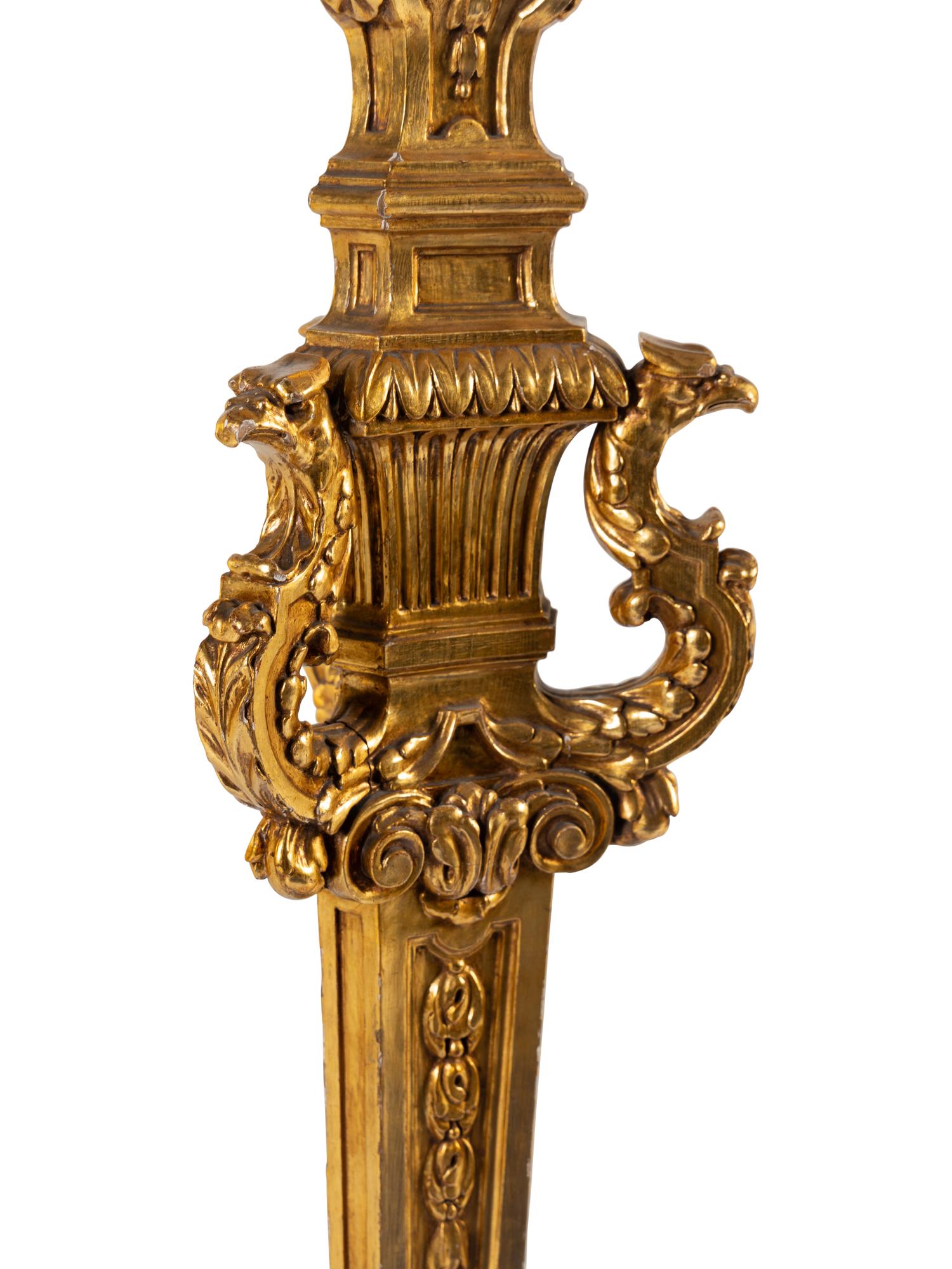 A Louis XIV Style Giltwood Floor Lamp