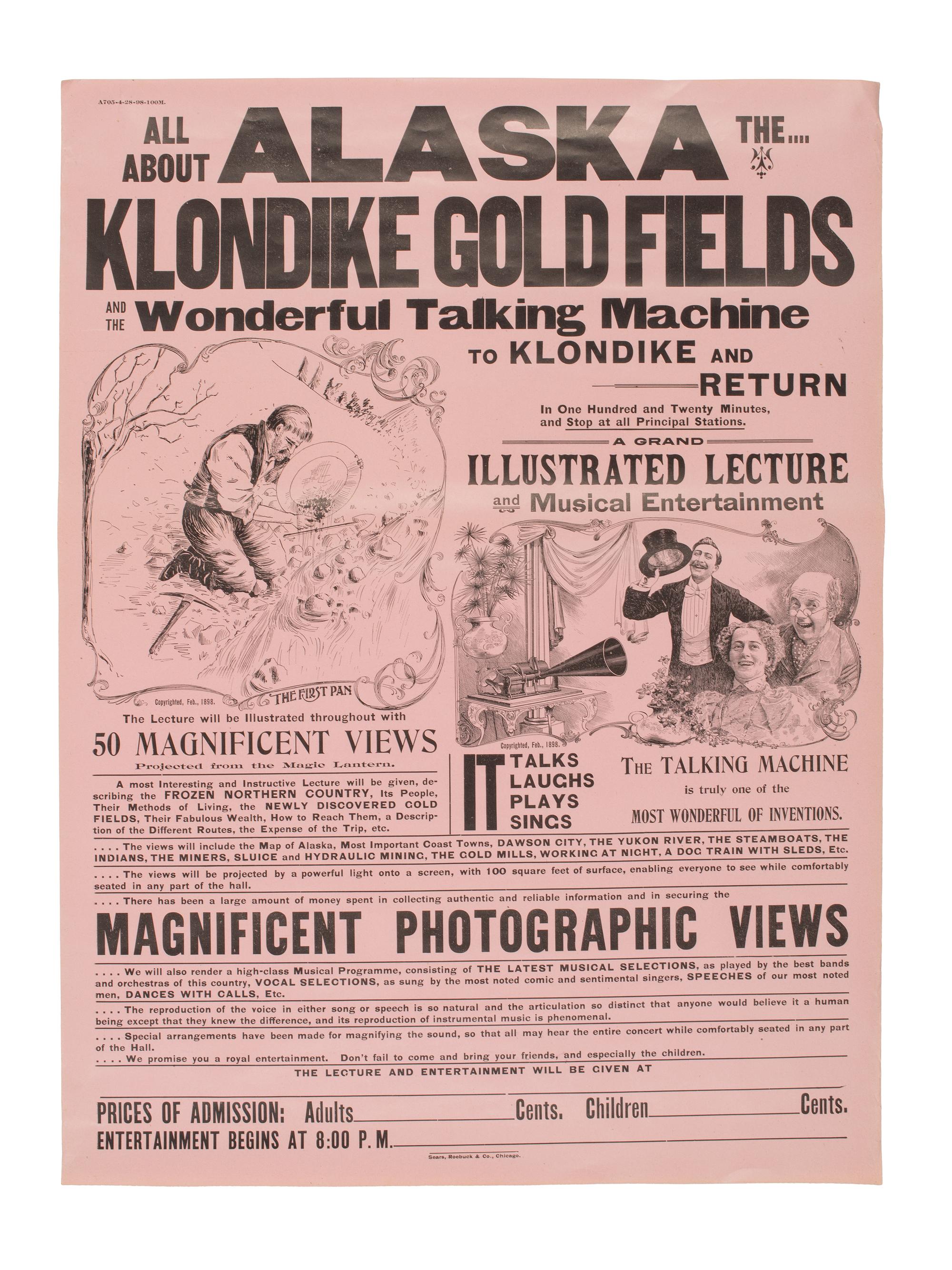 [GOLD RUSH] All About Alaska / Klondike Gold Fields... Chicago: Sears, Roebuck, [1898]. Advertisement
