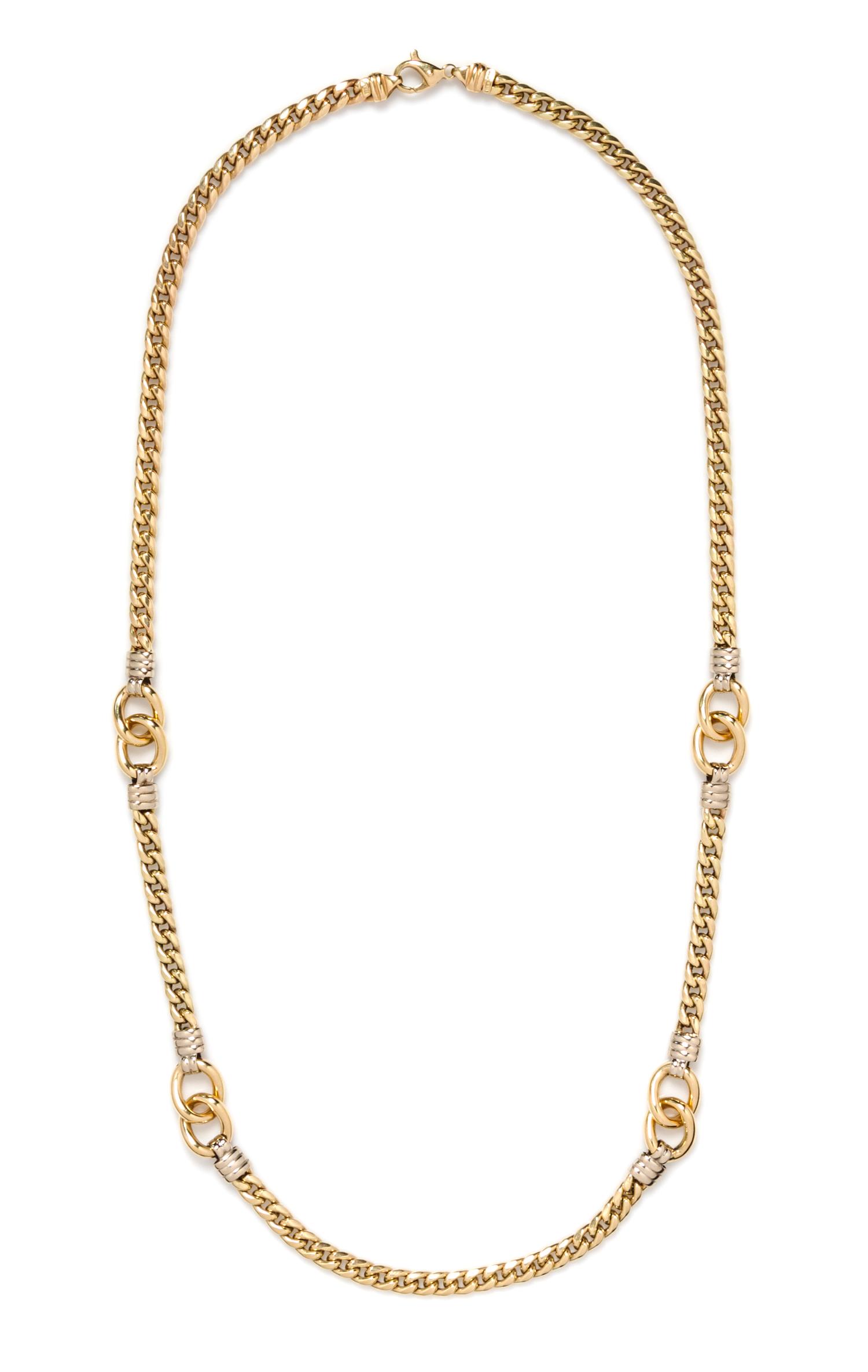 A 14 Karat Yellow Gold Fancy Link Necklace, 19.00 dwts.