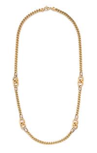 A 14 Karat Yellow Gold Fancy Link Necklace, 19.00 dwts.