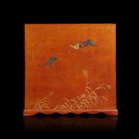 A Japanese lacquered "Cranes" table cabinet 日本漆器小柜 Meiji/Taisho period ?????
