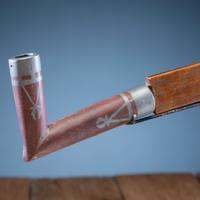 Sioux Quilled Pipe Stem, with Inlaid Catlinite Bowl