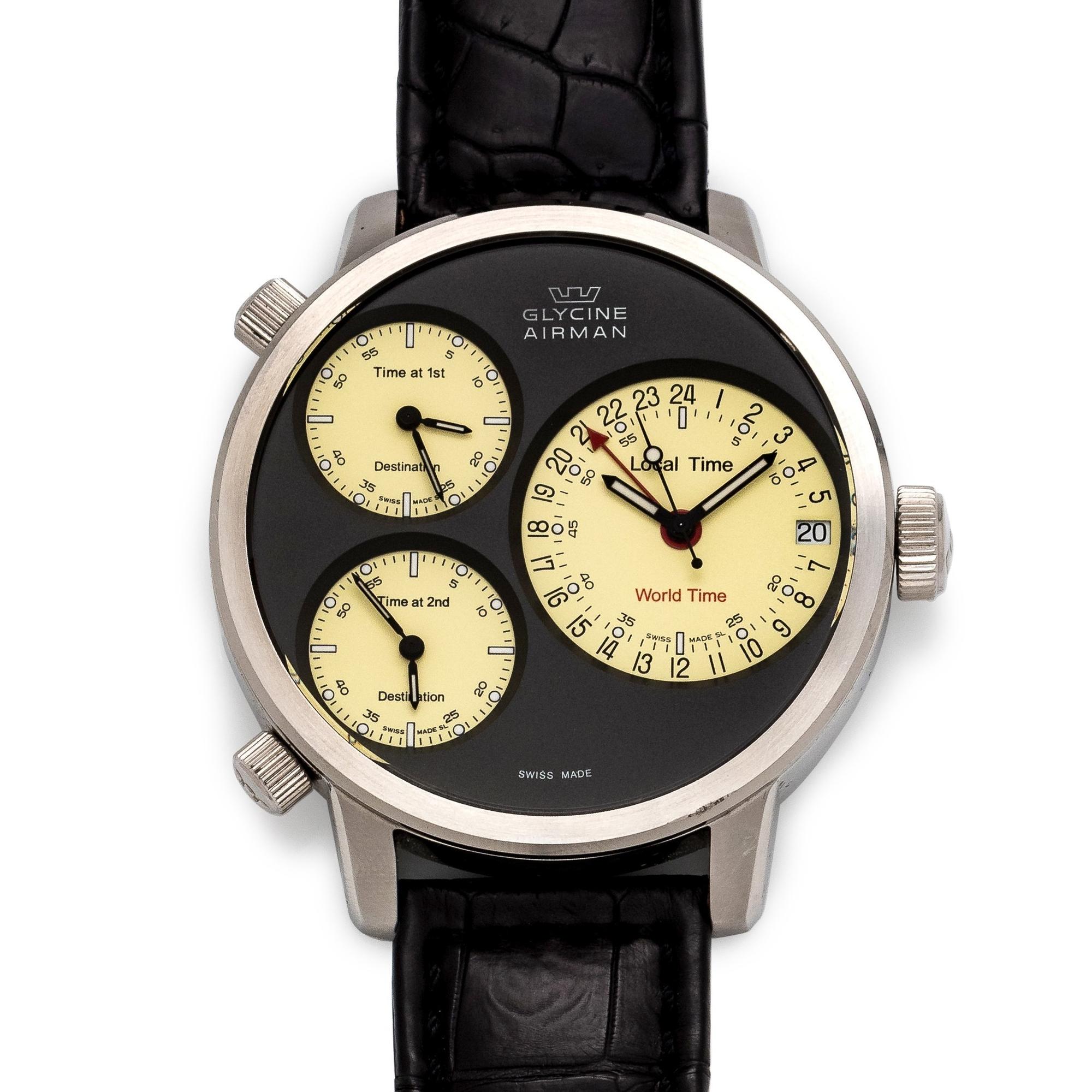 GLYCINE, STAINLESS STEEL REF. 3829 'AIRMAN' WRISTWATCH