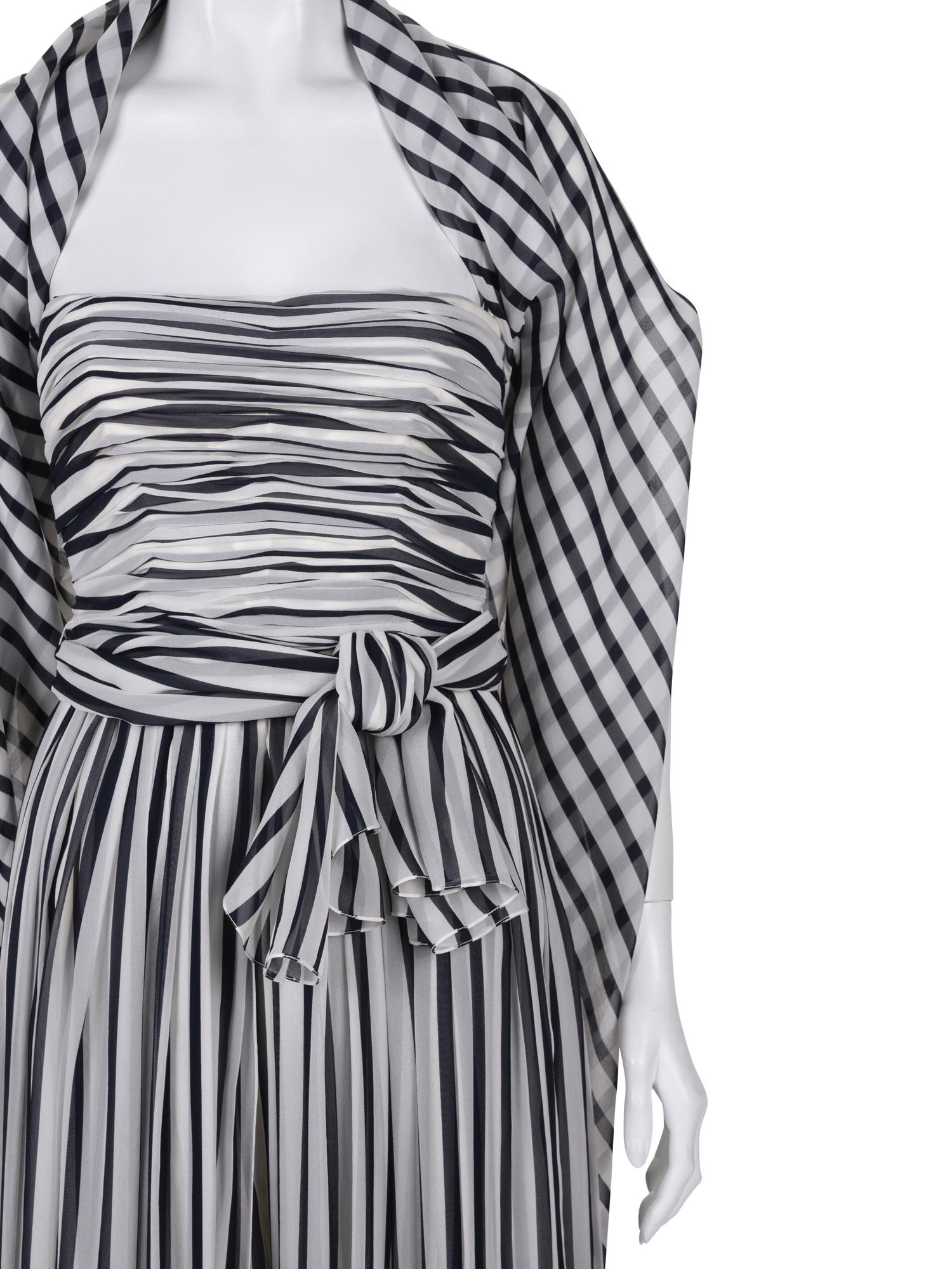 Oscar de la Renta Striped Strapless Jumpsuit, 1978-80