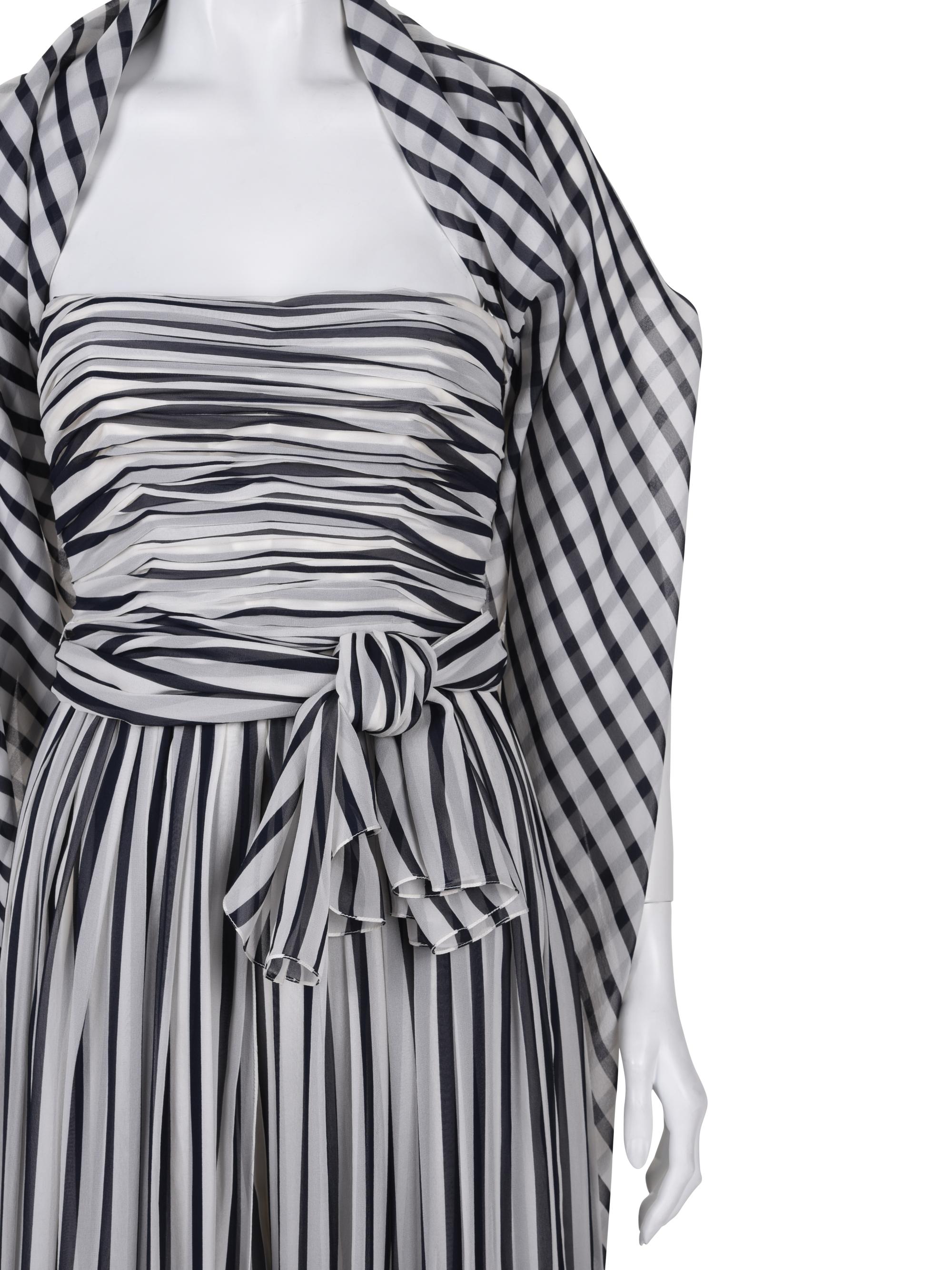 Oscar de la Renta Striped Strapless Jumpsuit, 1978-80