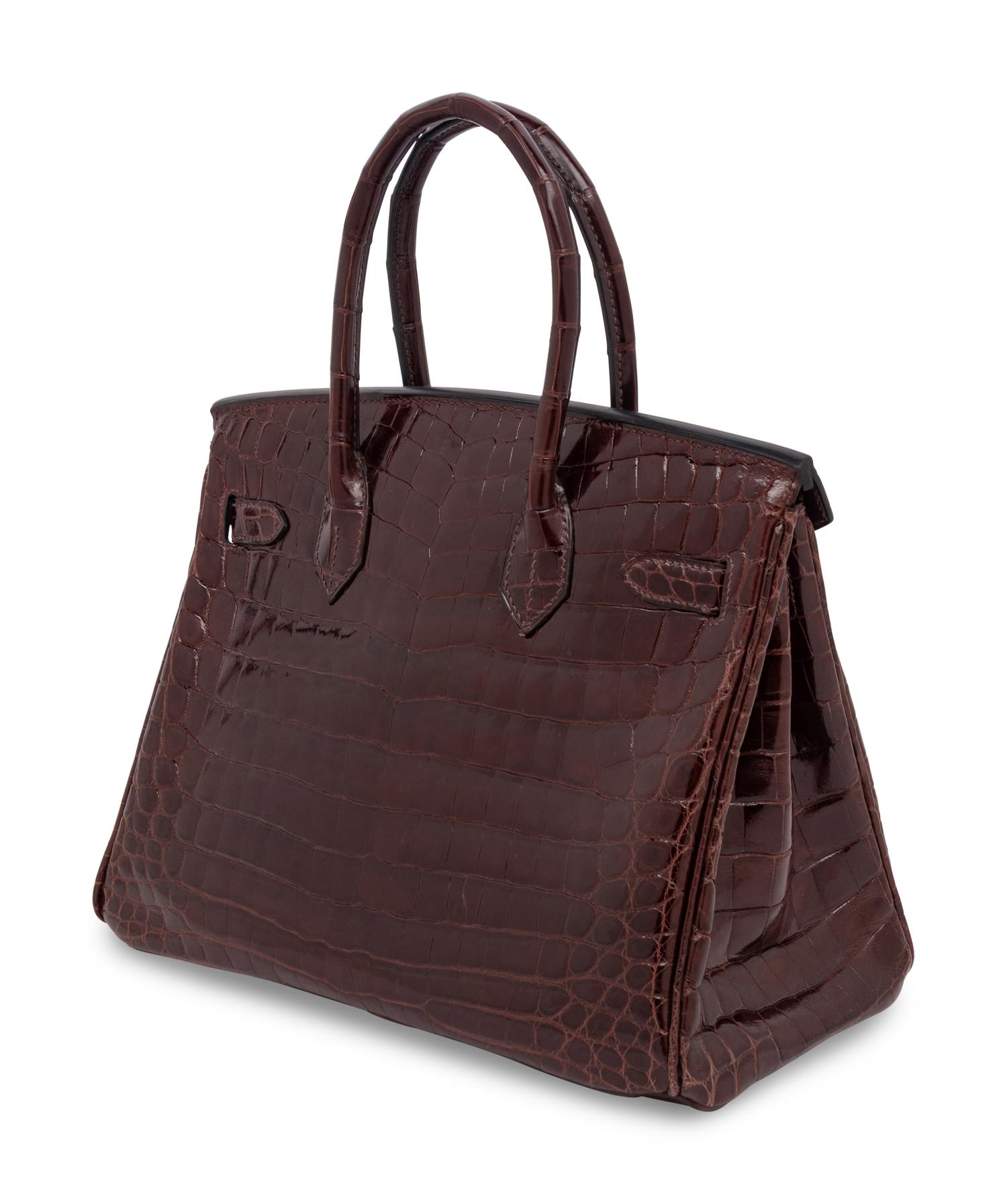HERMÈS, BIRKIN 30 IN SHINY BROWN CROCODILE