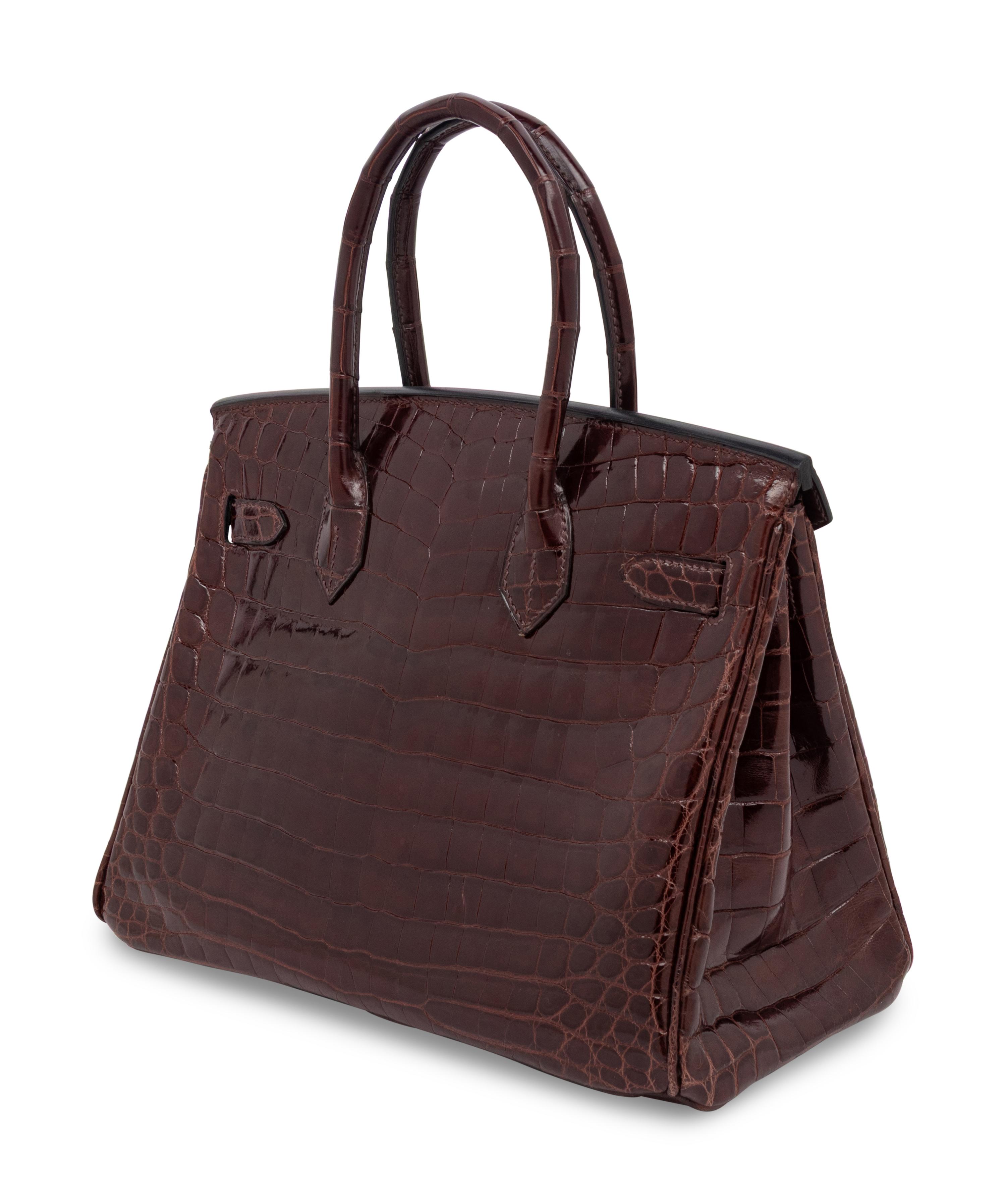 HERMÈS, BIRKIN 30 IN SHINY BROWN CROCODILE