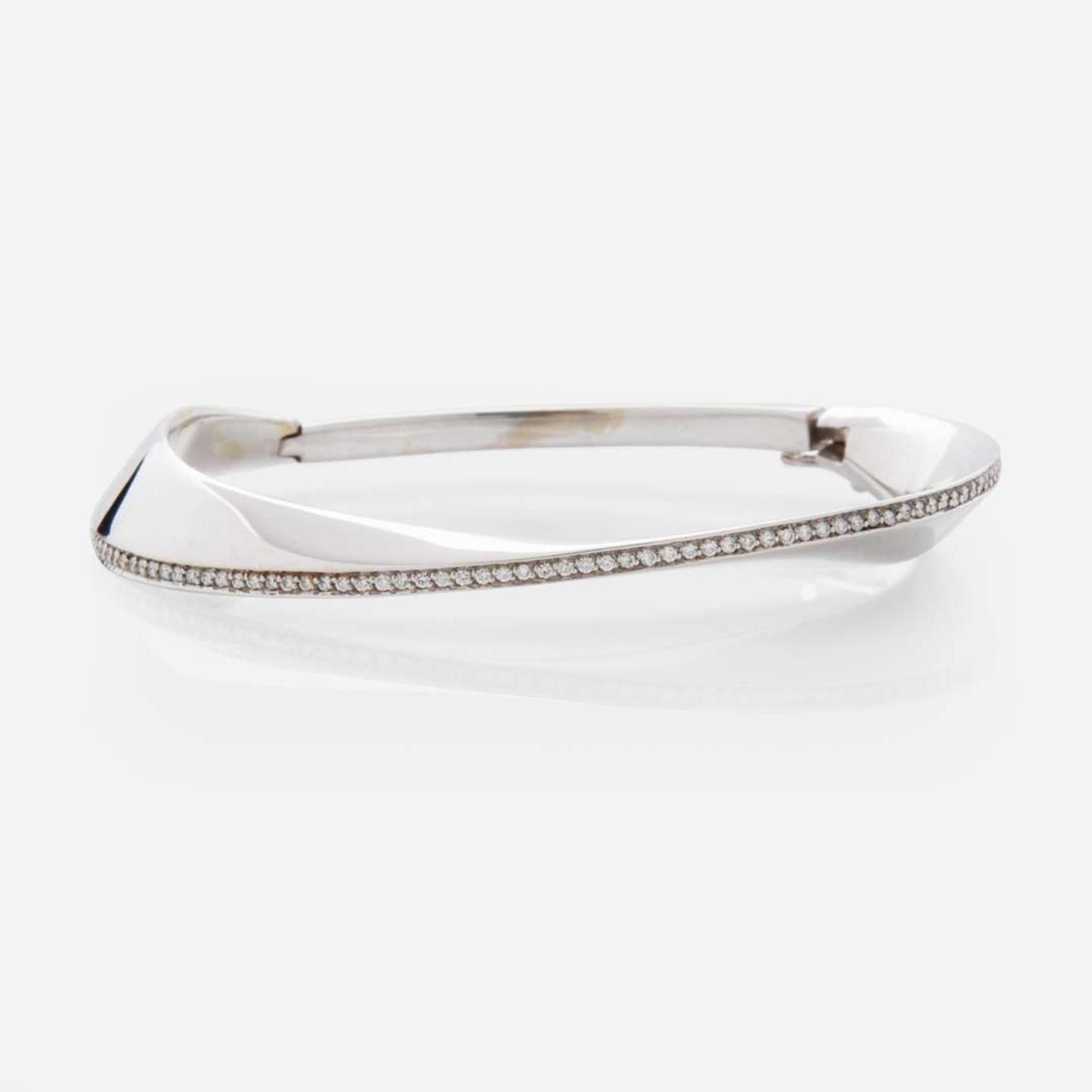 A Contemporary 14K White Gold and Diamond Bracelet