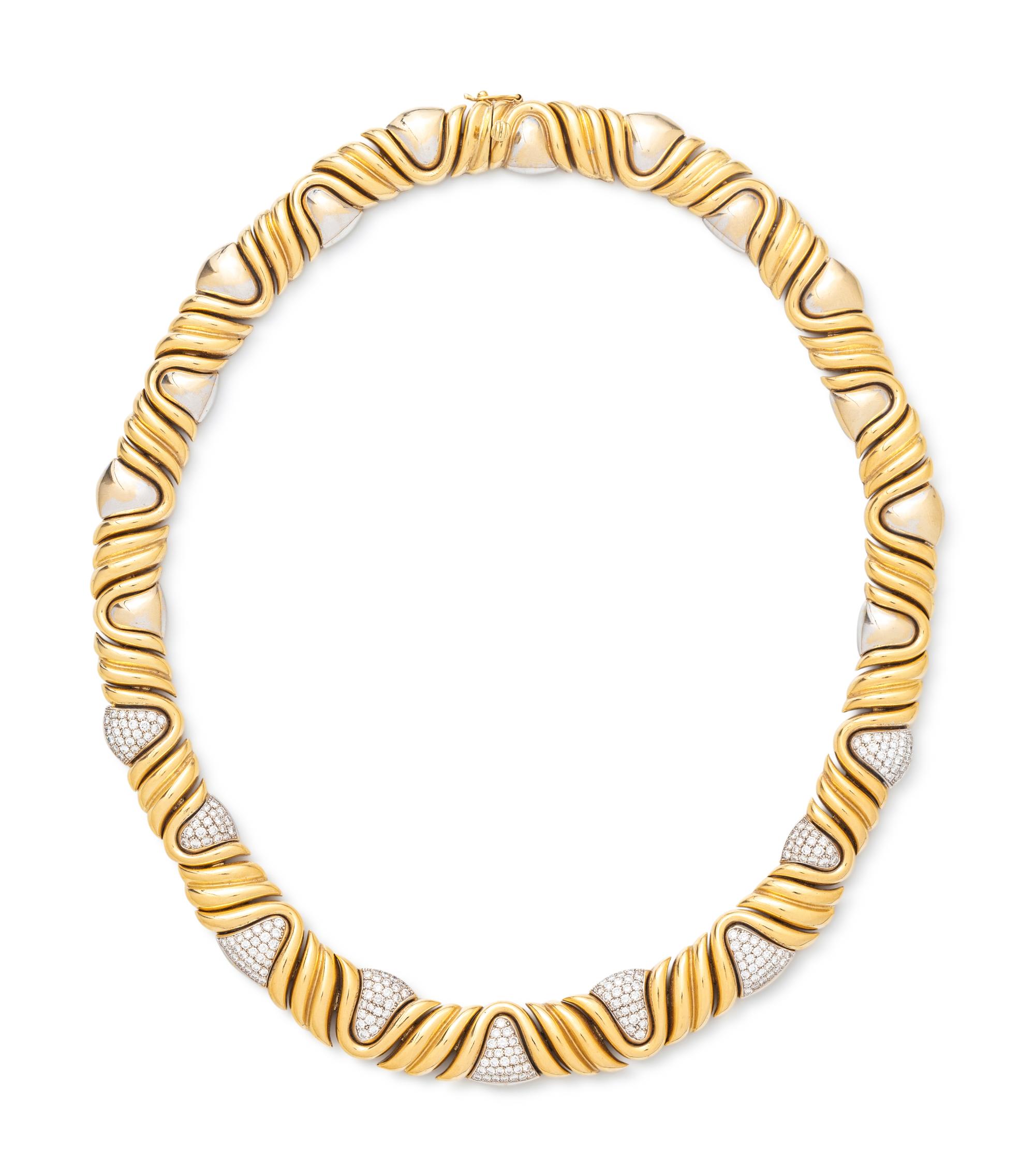 BICOLOR GOLD AND DIAMOND COLLAR NECKLACE