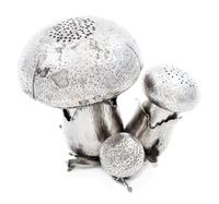 An Italian Silver Salt and Pepper Set, Buccellati, in the form of three mushrooms.