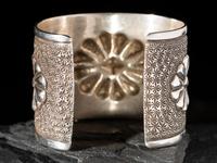 Heavily Stamped Silver Cuff Bracelet, with Repousse Designs