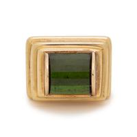 YELLOW GOLD AND GREEN TOURMALINE RING