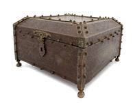 A Mamluk Revival Brass and Mother-of-Pearl Inlaid Box
