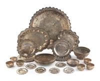 A Group of Indian Silver on Copper Objects