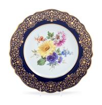 A Meissen Painted and Parcel Gilt Porcelain Plate