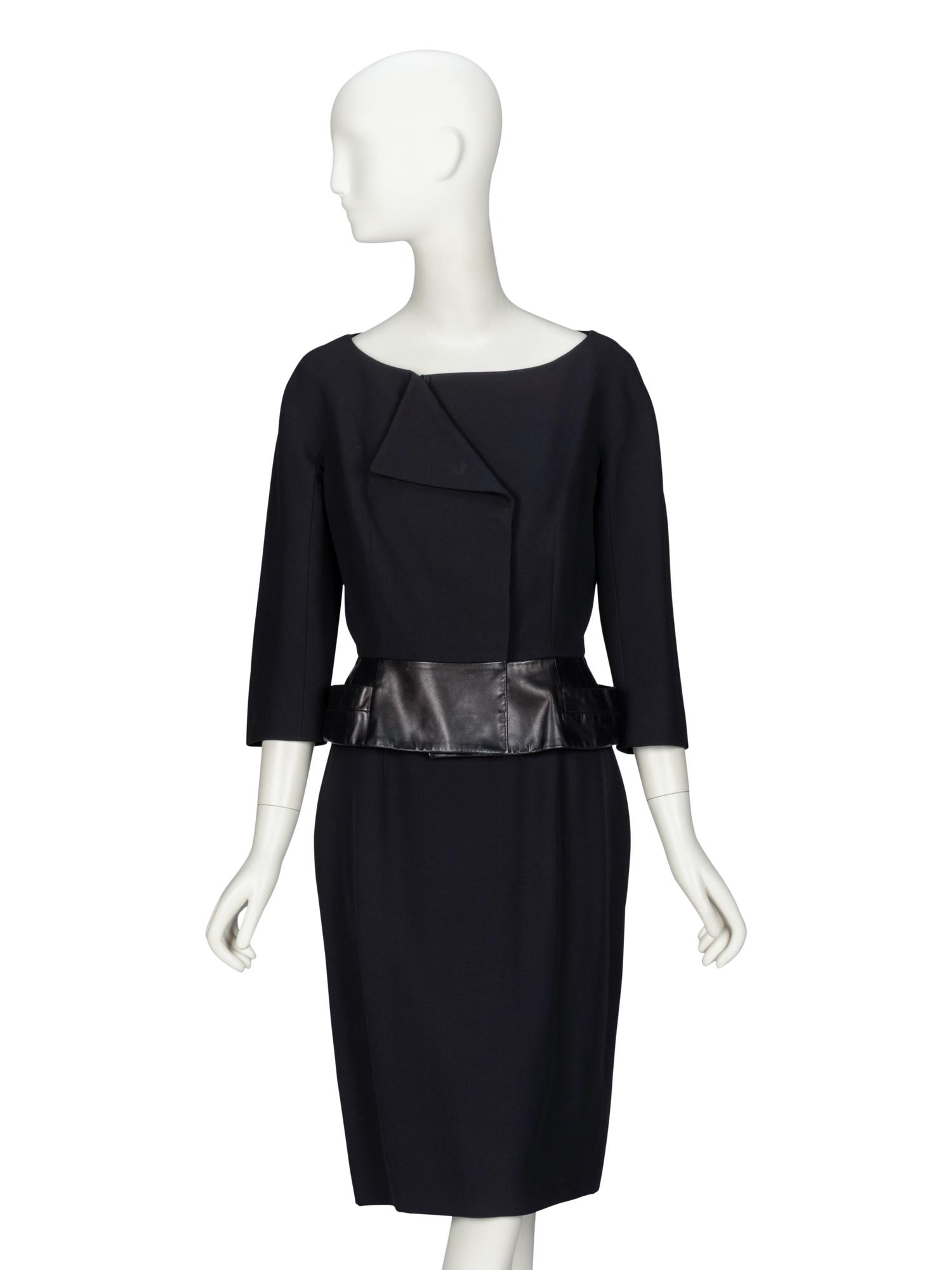 Christian Dior, Leather-Trim Skirt Suit