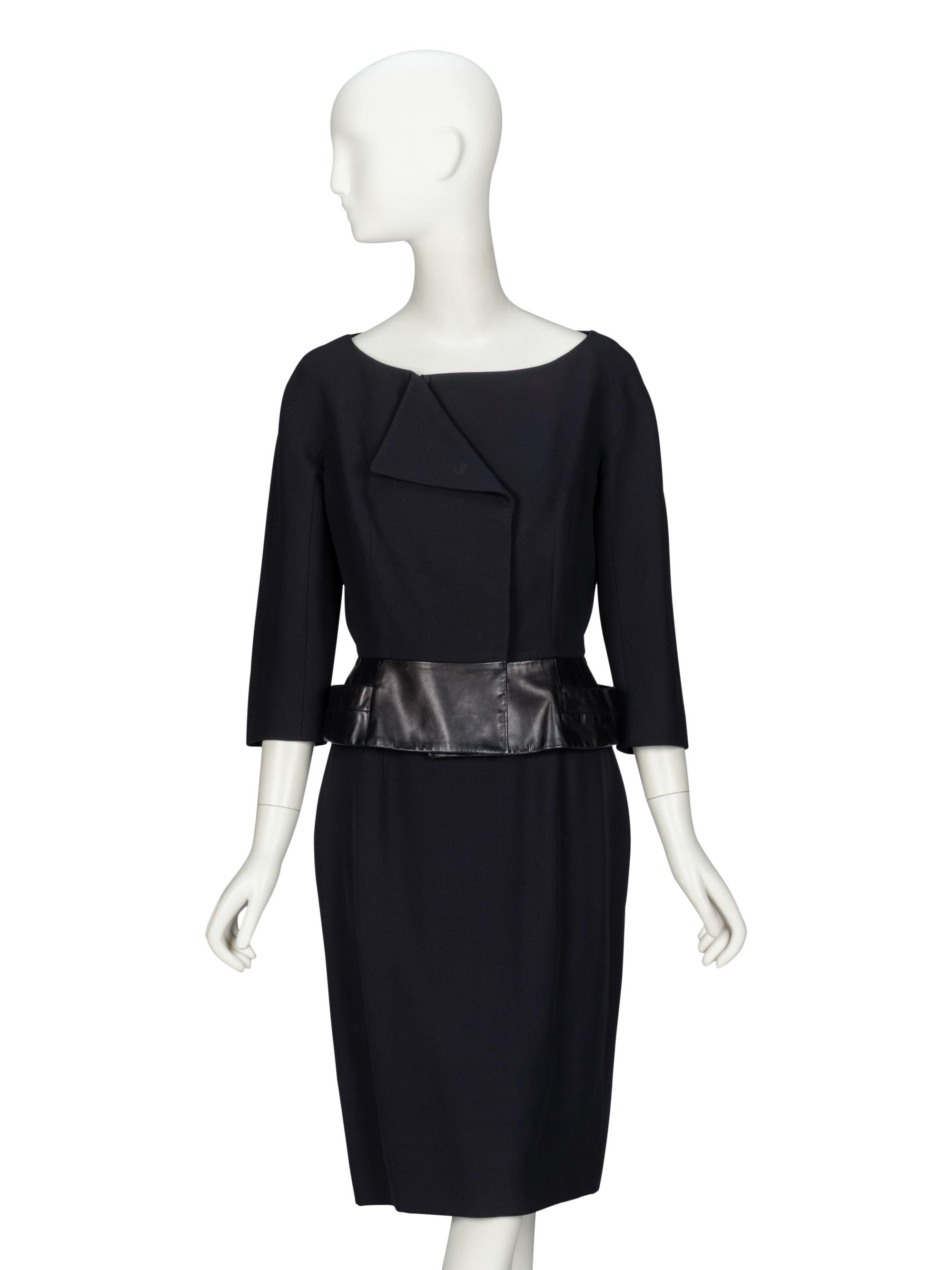 Christian Dior, Leather-Trim Skirt Suit