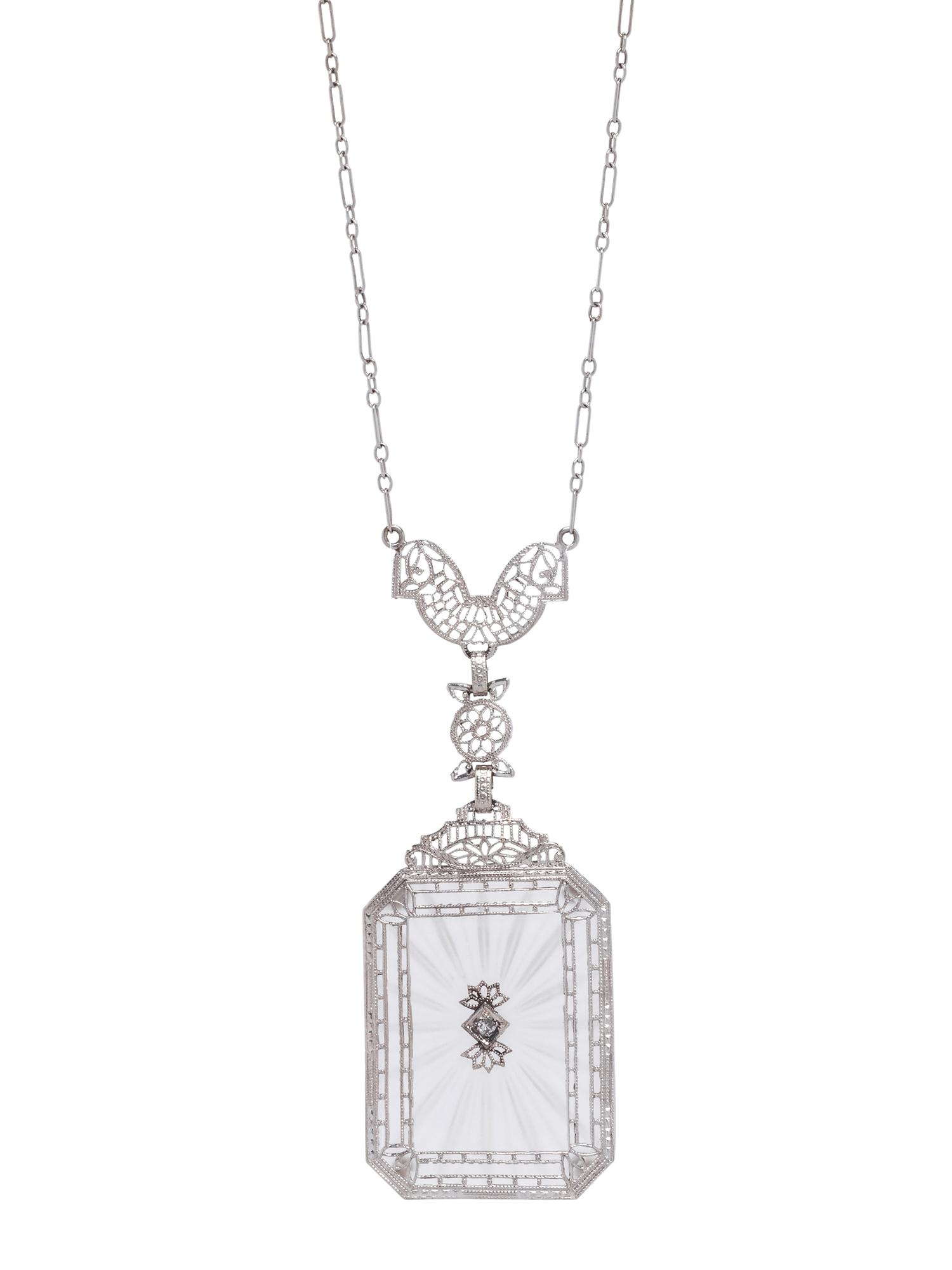 WHITE GOLD, ROCK CRYSTAL AND DIAMOND NECKLACE
