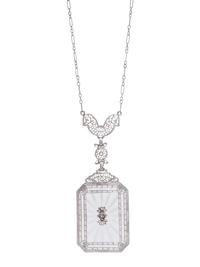 WHITE GOLD, ROCK CRYSTAL AND DIAMOND NECKLACE