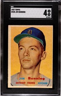 A Group of 1957 Topps Sandy Koufax, Don Drysdale and Jim Bunning Baseball Cards No. 338 (SGC 4 VG-EX)