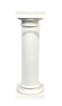 A White Marble Pedestal, Height overall 39 1/2 inches.
