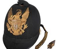 [INDIAN WARS]. U.S. Army Model 1881 spiked pith helmet. Manufactured by Shannon, Miller & Crane (active 1880-1892), New York.