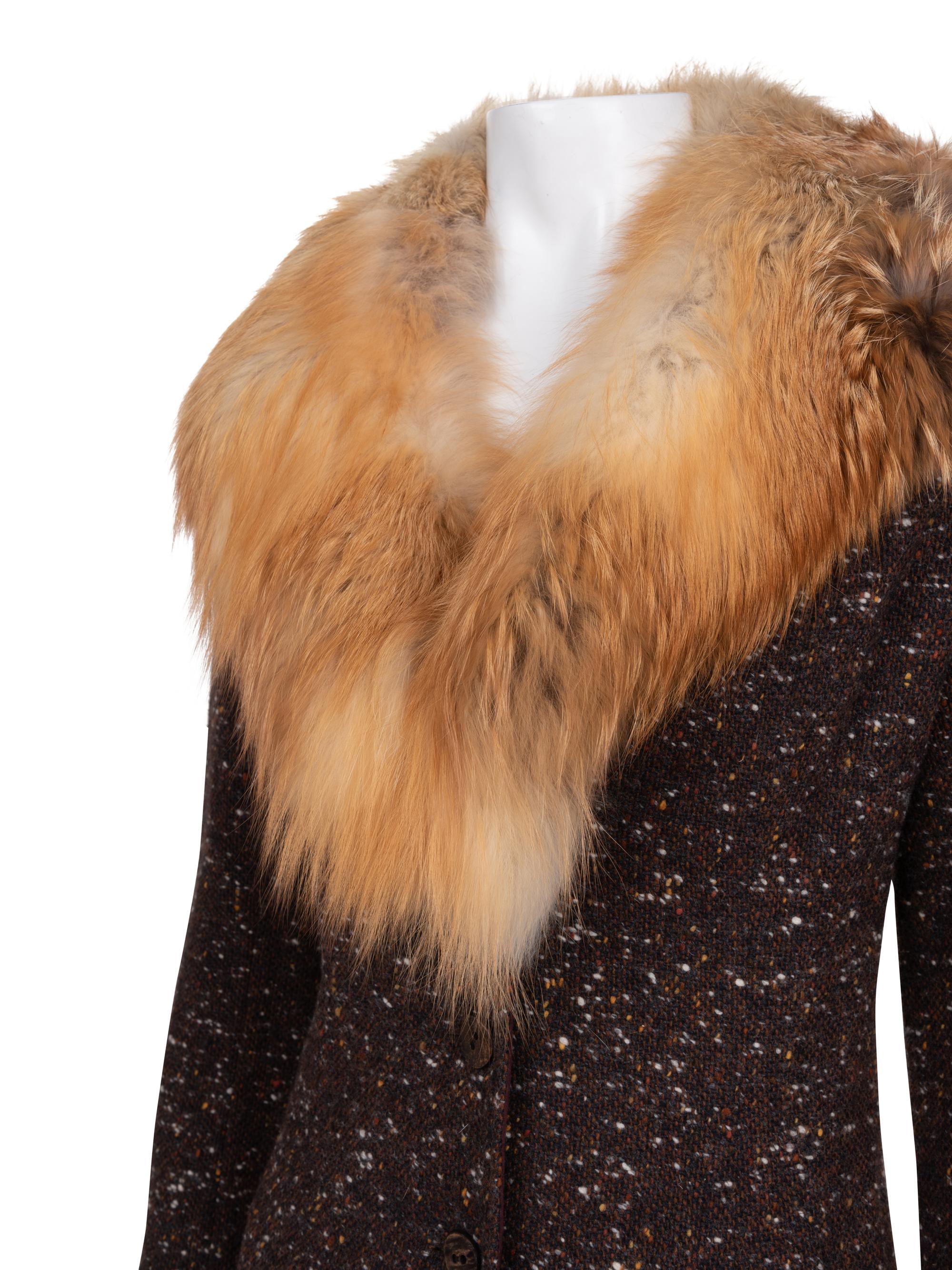 Christian Dior Tweed Skirt Ensemble with Fox Fur Collar, 1990-2000s