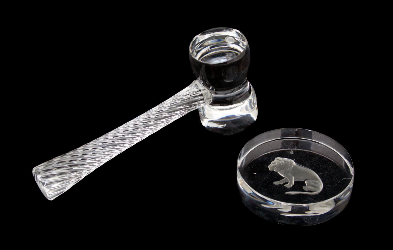 Two Pieces of Val St. Lambert Crystal Length of larger 8 3/4 inches. — 20TH CENTURY
