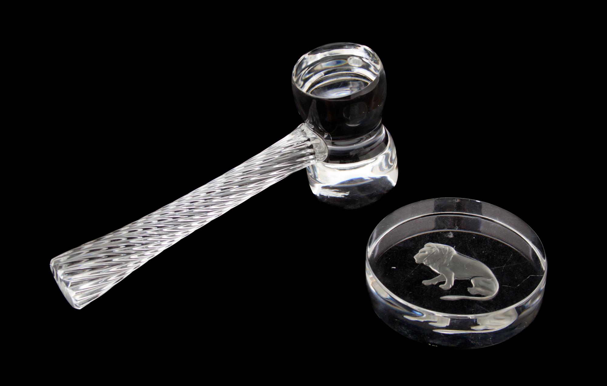 Two Pieces of Val St. Lambert Crystal Length of larger 8 3/4 inches. — 20TH CENTURY