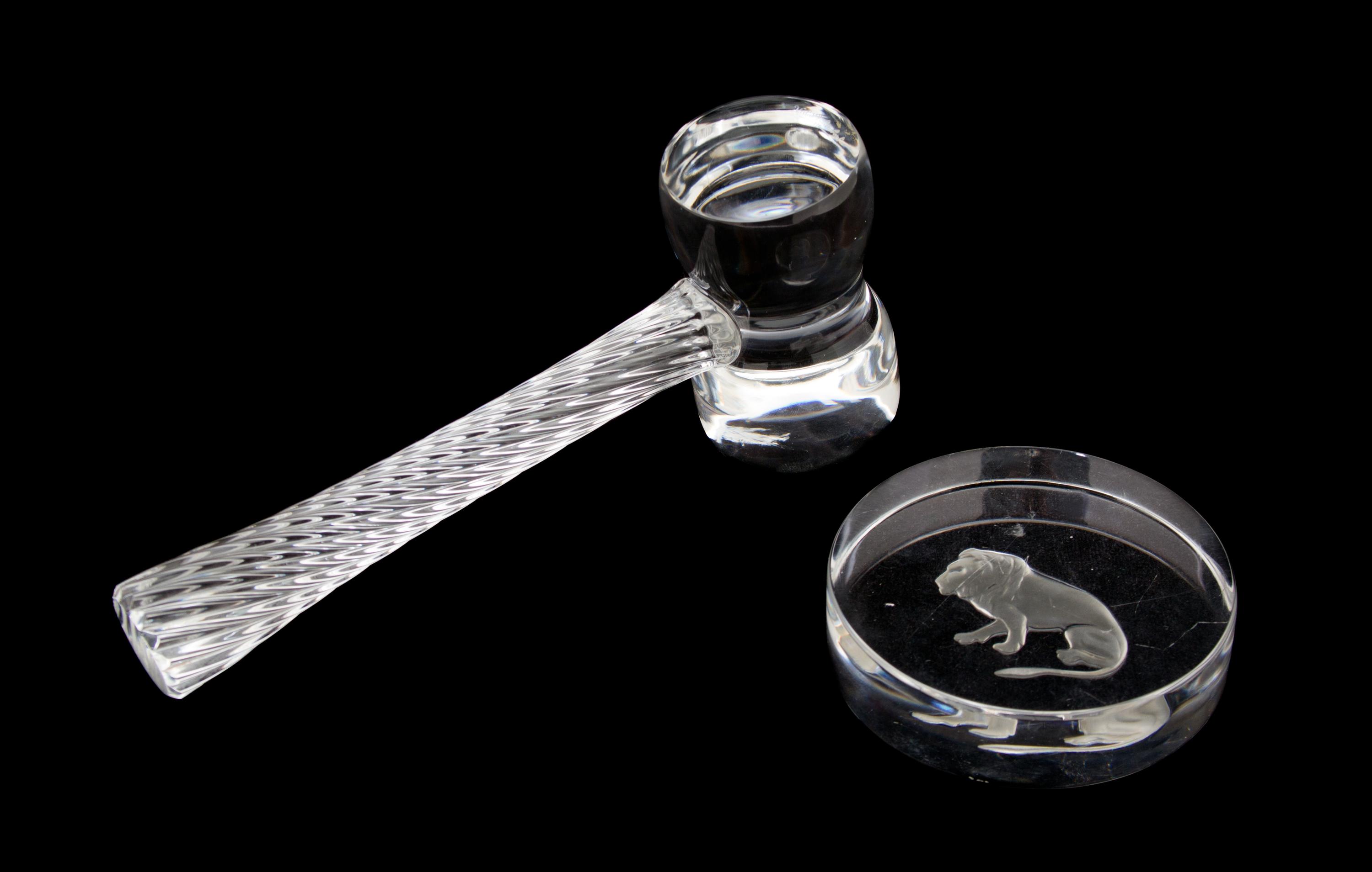 Two Pieces of Val St. Lambert Crystal Length of larger 8 3/4 inches. — 20TH CENTURY