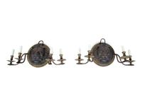 A Pair of Regency Style Iron and Brass Sconces with Lion Masks and Serpent Branches — 19TH CENTURY