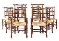 An Assembled Set of Eight English Spindle-Back Dining Chairs