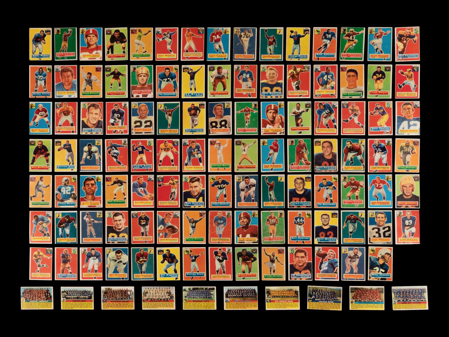 A Near Set of 1956 Topps Football Cards Including Multiple Hall of Famers and Rookies (114/120),