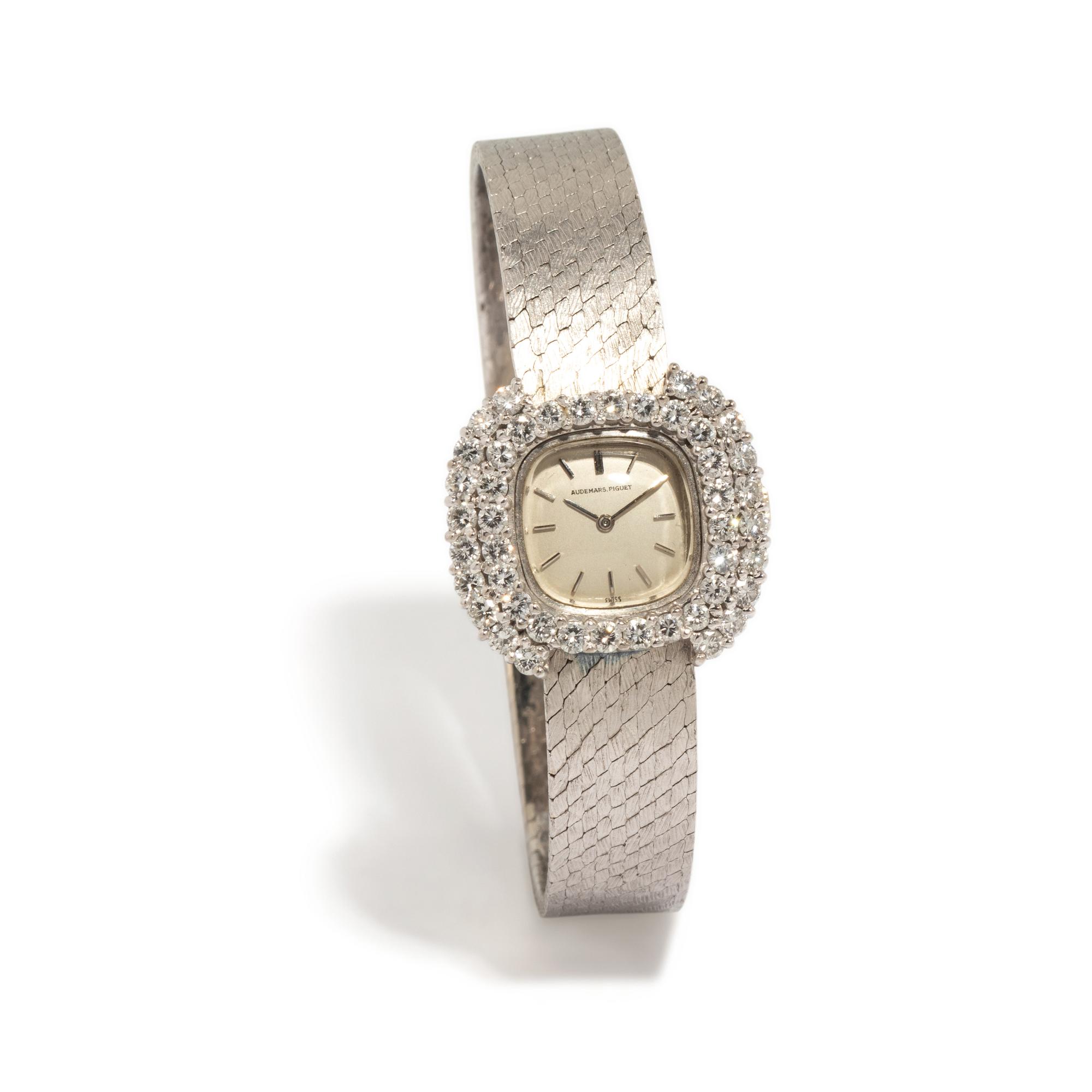AUDEMARS PIGUET, 18K WHITE GOLD AND DIAMOND WATCH