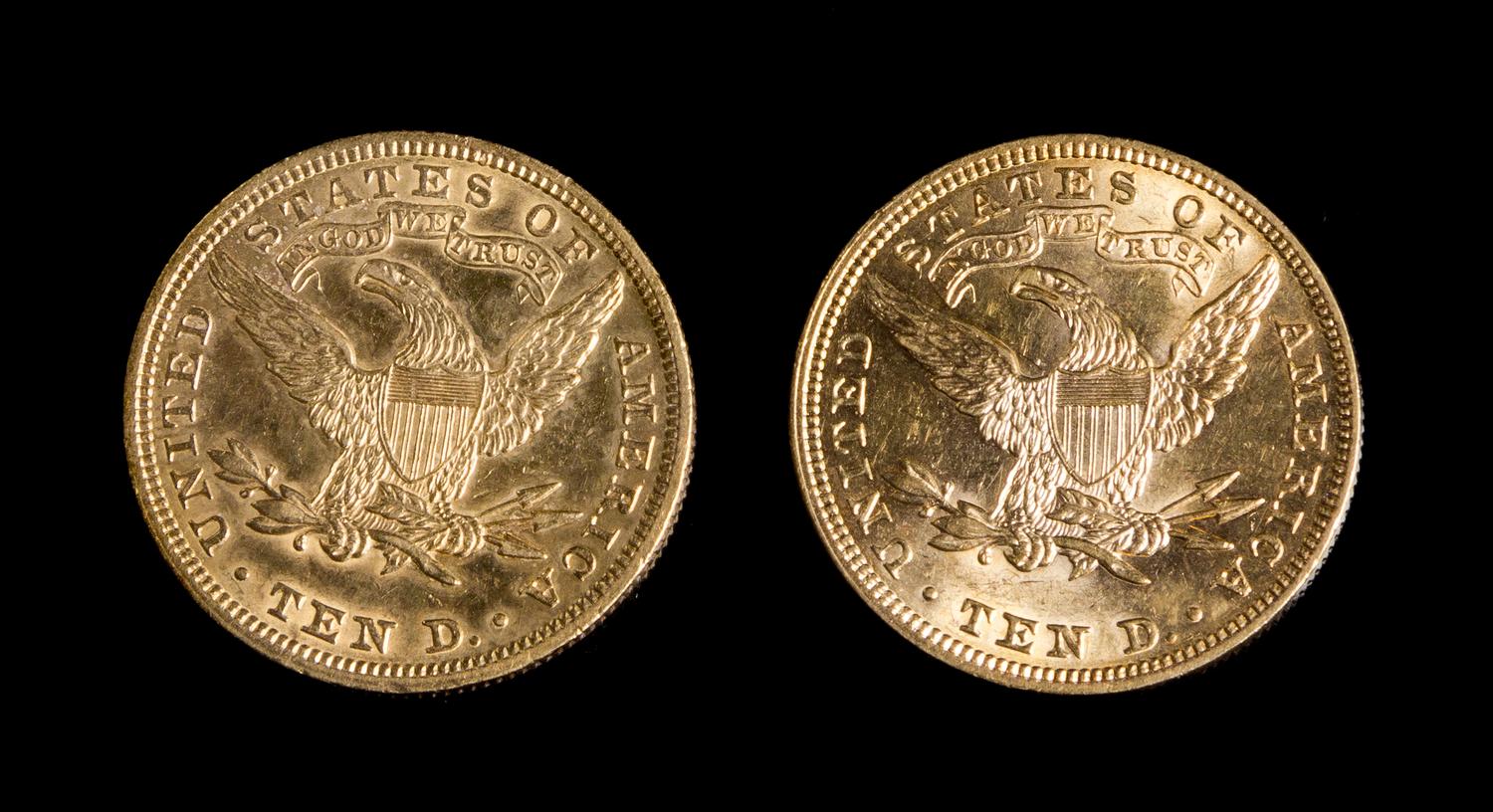 A Pair of United States 1907 Liberty Head $10 Gold Coins