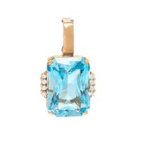YELLOW GOLD, BLUE TOPAZ, AND DIAMOND PENDANT