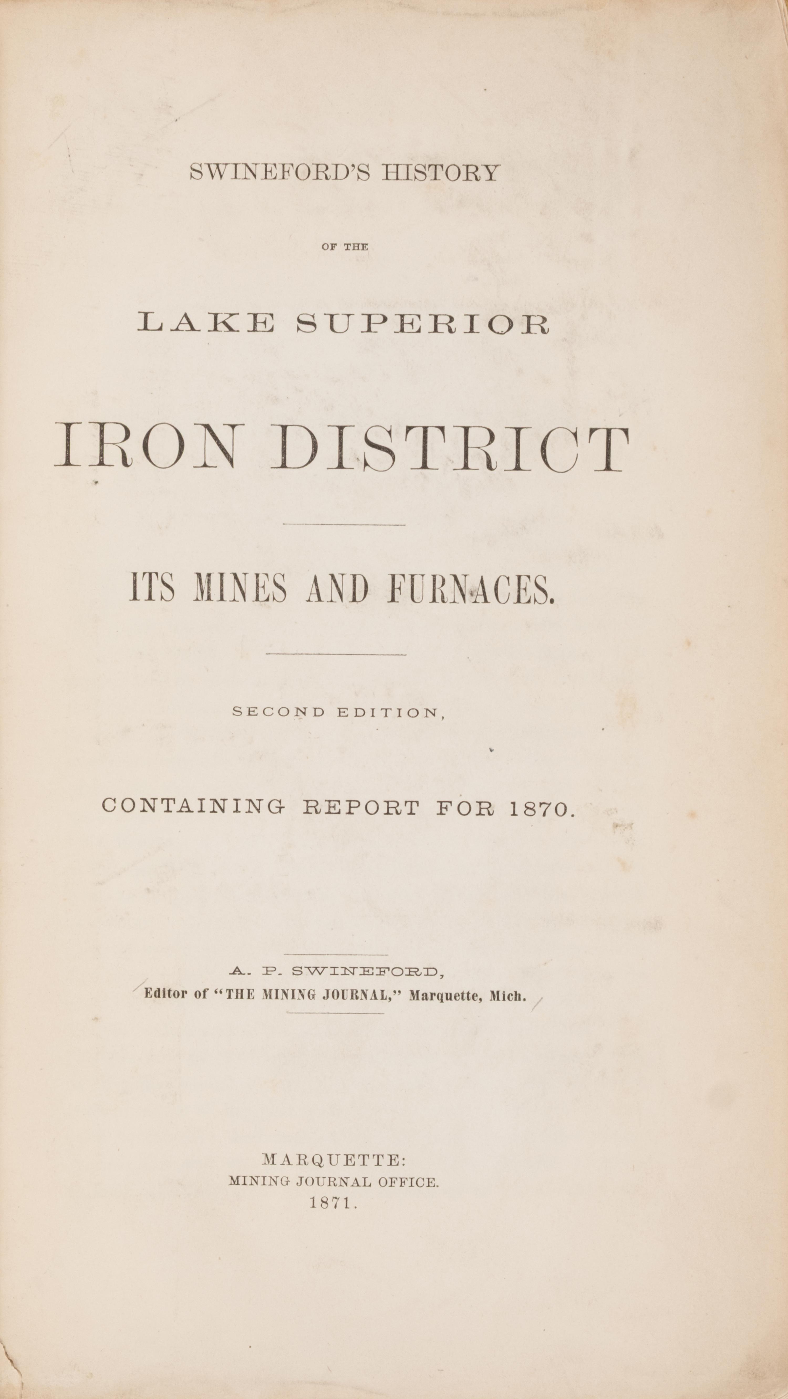 [Americana] Group of 5 Titles Related To The Iron District of Lake Superior