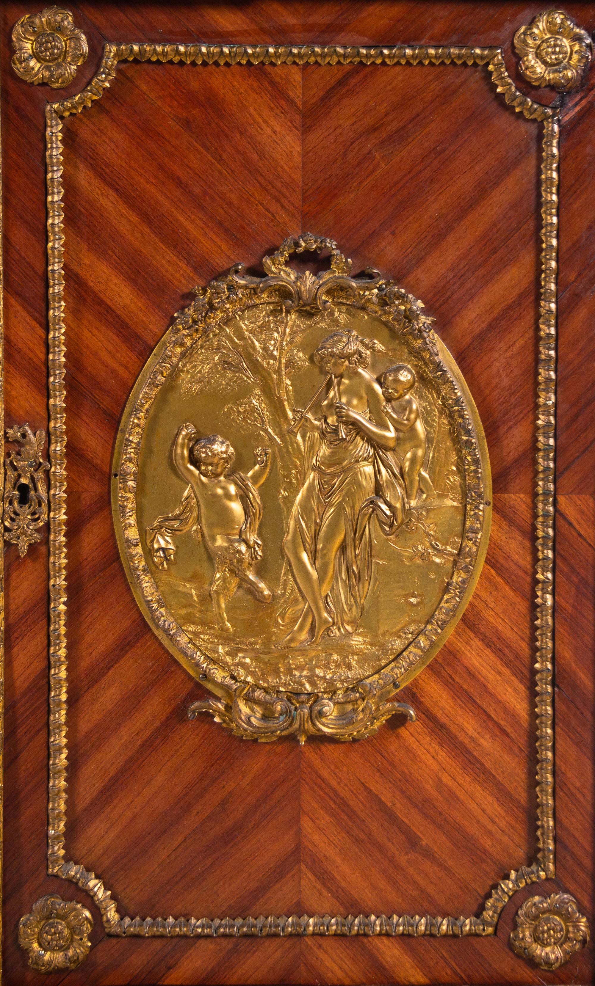 A Louis XVI Style Gilt Bronze Mounted Kingwood Marble-Top Cabinet by Befort Jeune (Mathieu Befort, 1813-1880)
