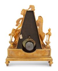 An Empire Gilt Bronze Figural Mantel Clock