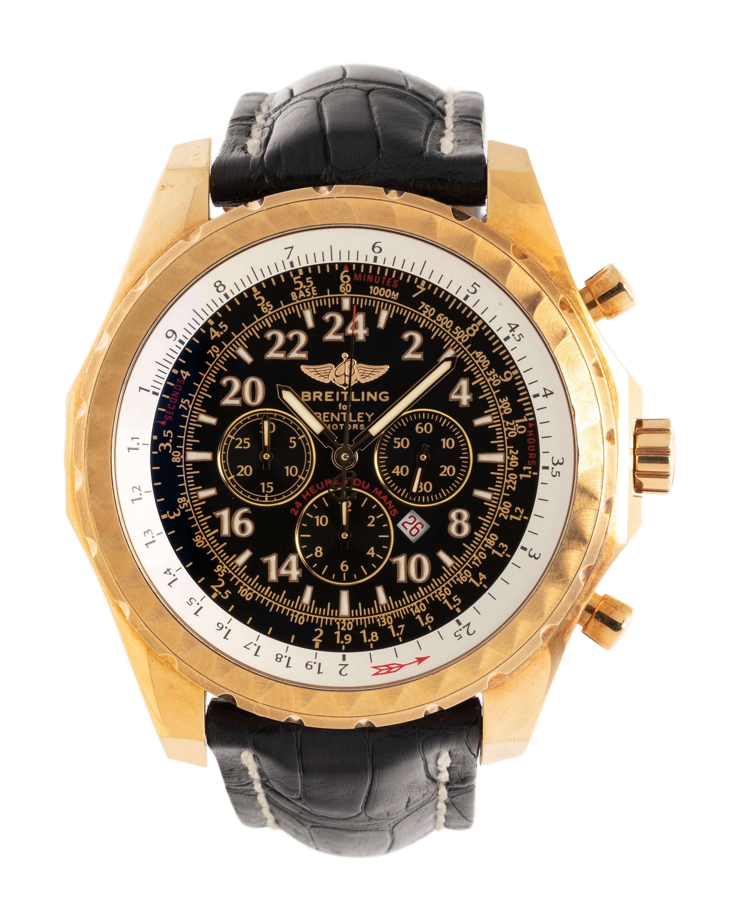 A RARE BREITLING, BENTLEY MOTORS REF. 22362 18K YELLOW GOLD LIMITED EDITION 'LE MANS' CHRONOGRAPH WRISTWATCH