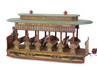 A R. Bliss Manufacturing Columbian Exposition Lithograph Paper on Wood Toy Horse-Drawn Trolley
