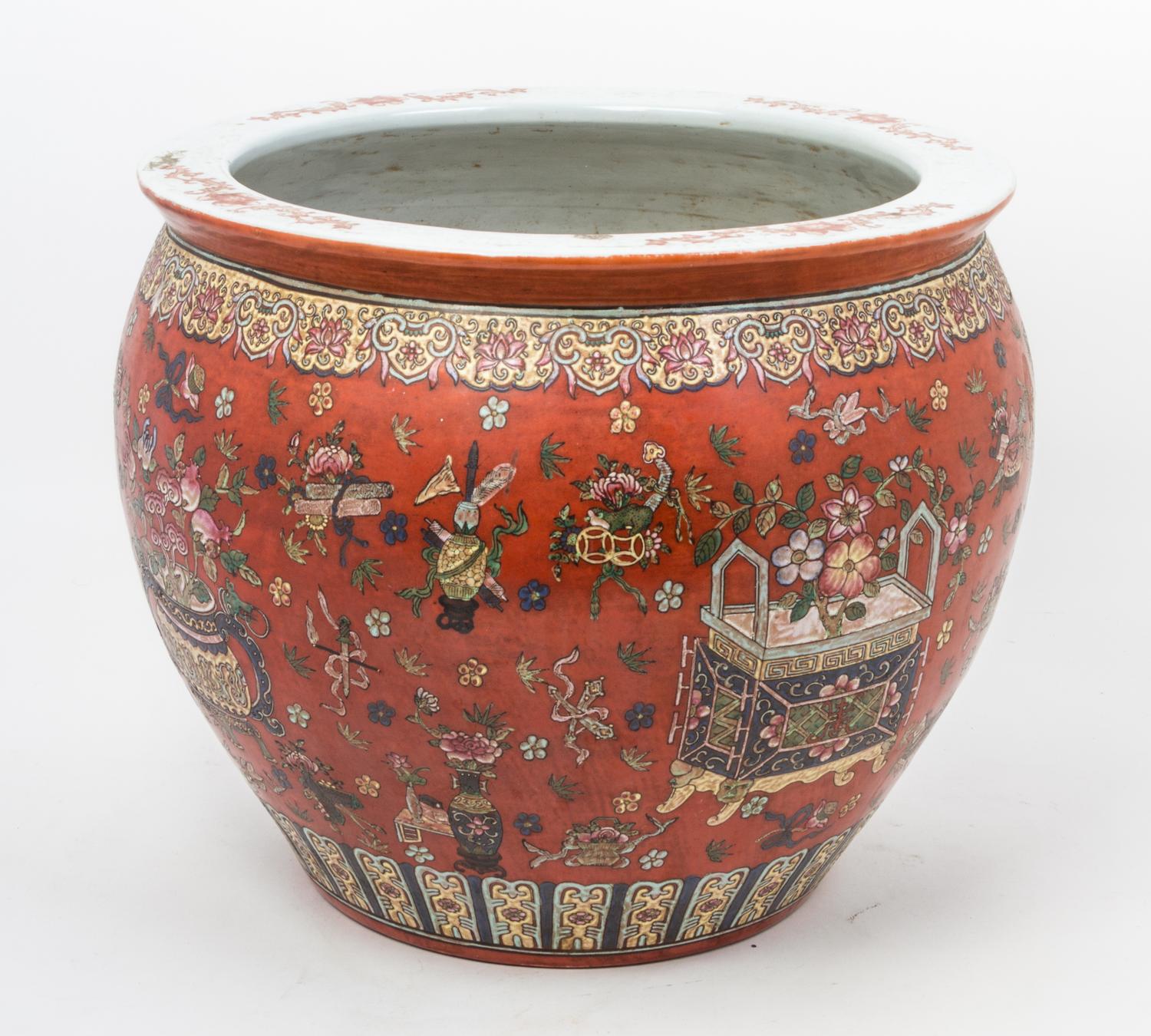 A Large Chinese Famille Rose Porcelain Jar Height 13 inches.