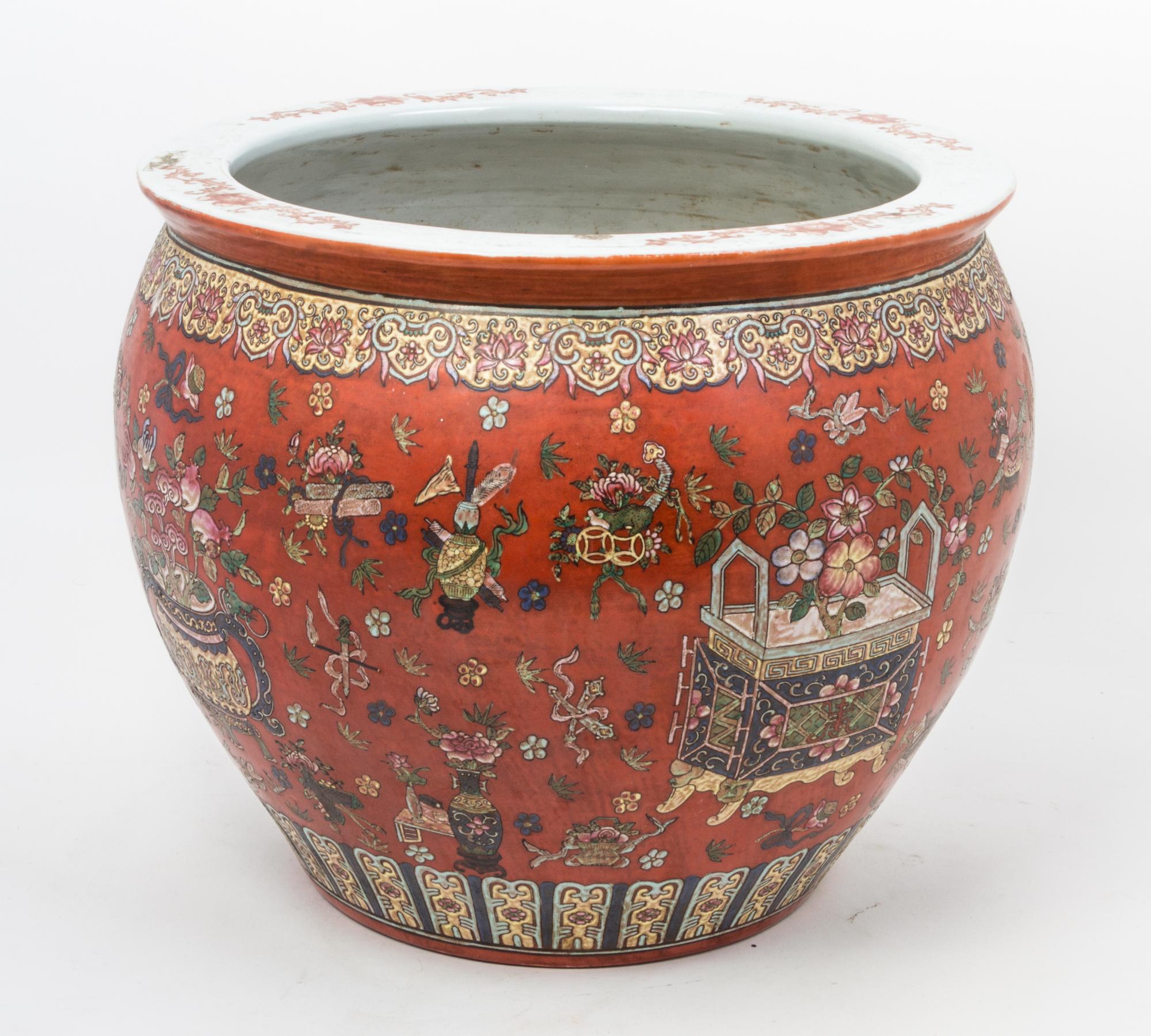 A Large Chinese Famille Rose Porcelain Jar Height 13 inches.