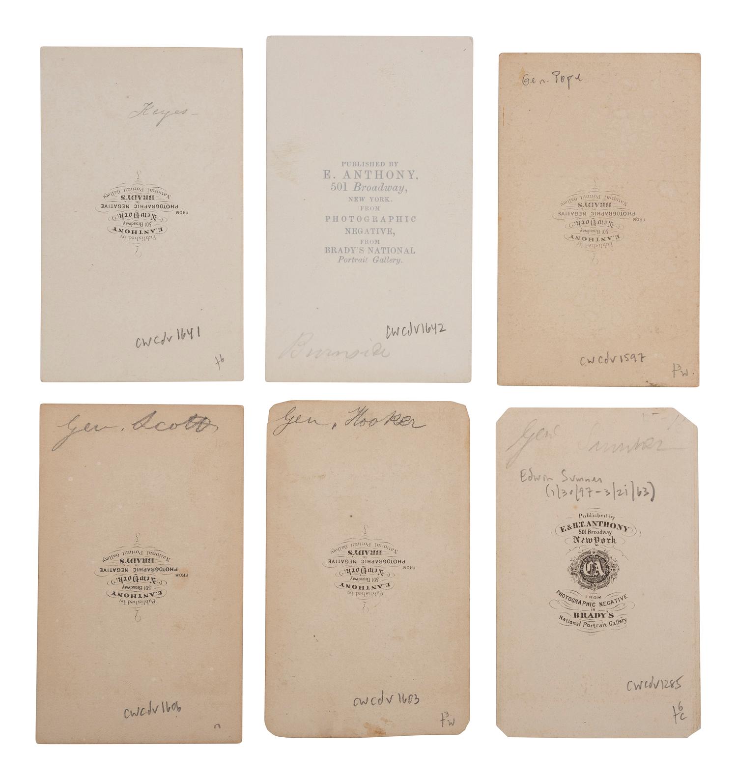 [CIVIL WAR]. A group of 25 CDVs of Union generals, many from the Army of the Potomac, incl. SICKLES, HANCOCK, BIRNEY, FRANKLIN, and STONEMAN.