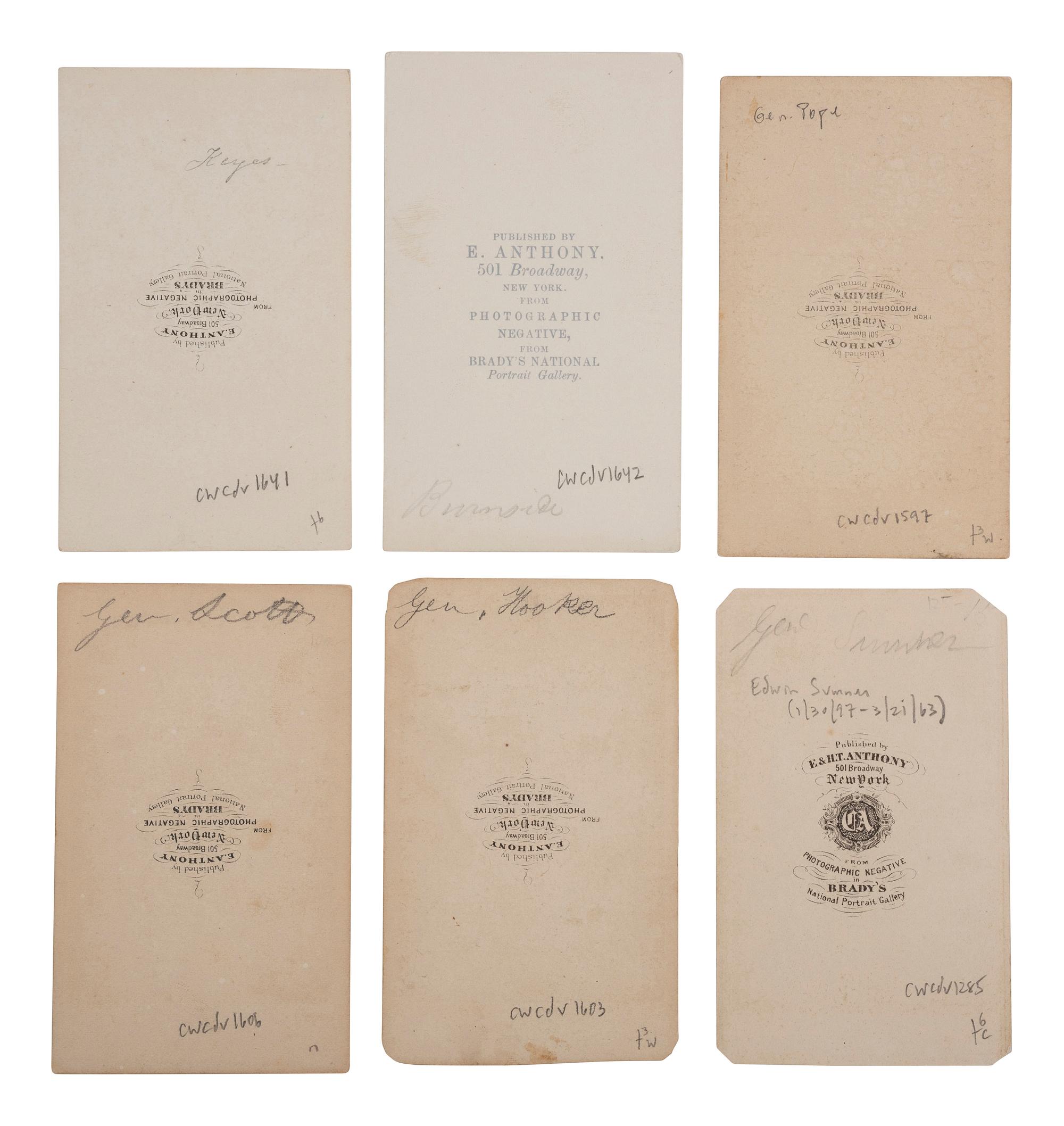 [CIVIL WAR]. A group of 25 CDVs of Union generals, many from the Army of the Potomac, incl. SICKLES, HANCOCK, BIRNEY, FRANKLIN, and STONEMAN.