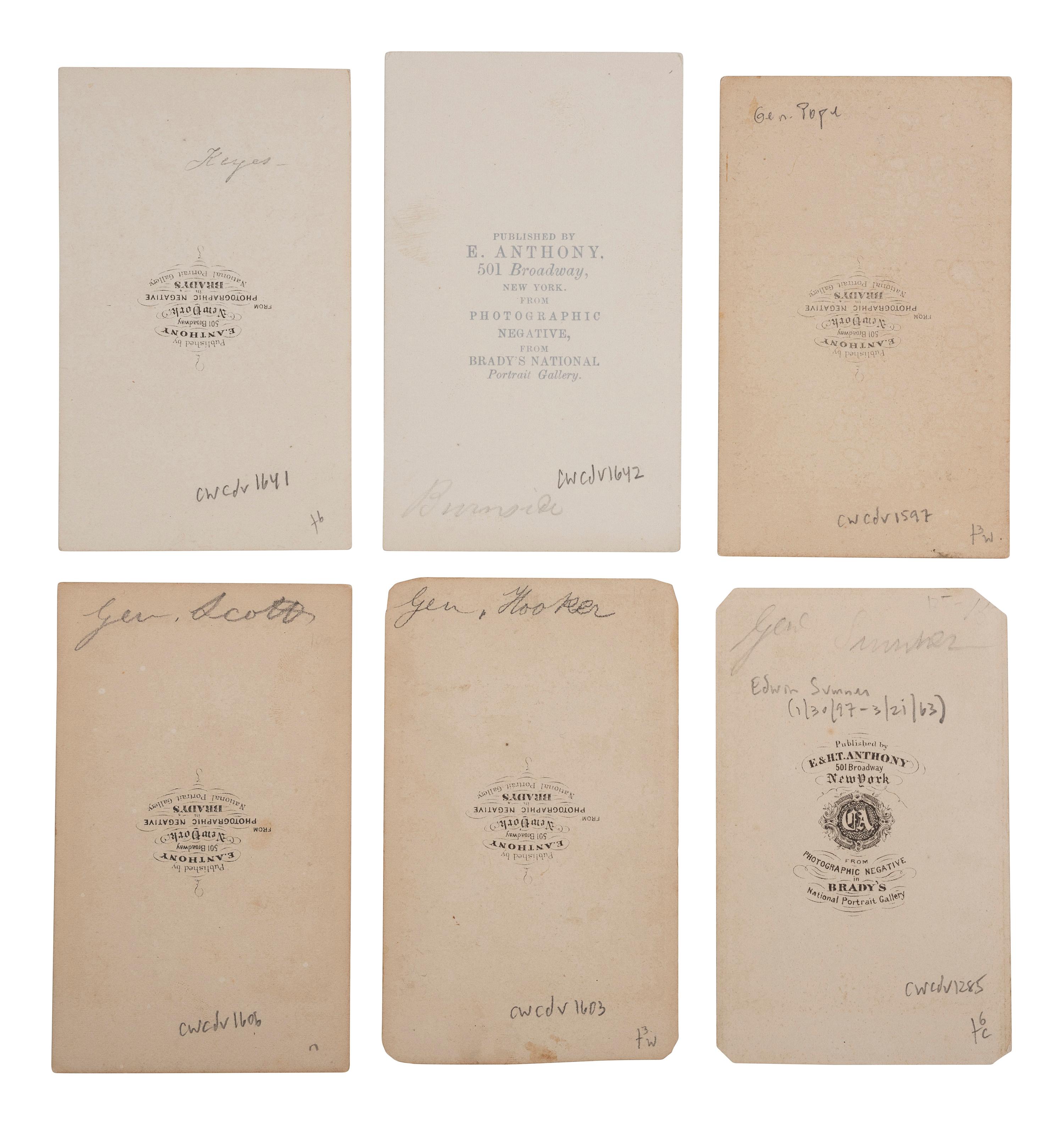 [CIVIL WAR]. A group of 25 CDVs of Union generals, many from the Army of the Potomac, incl. SICKLES, HANCOCK, BIRNEY, FRANKLIN, and STONEMAN.