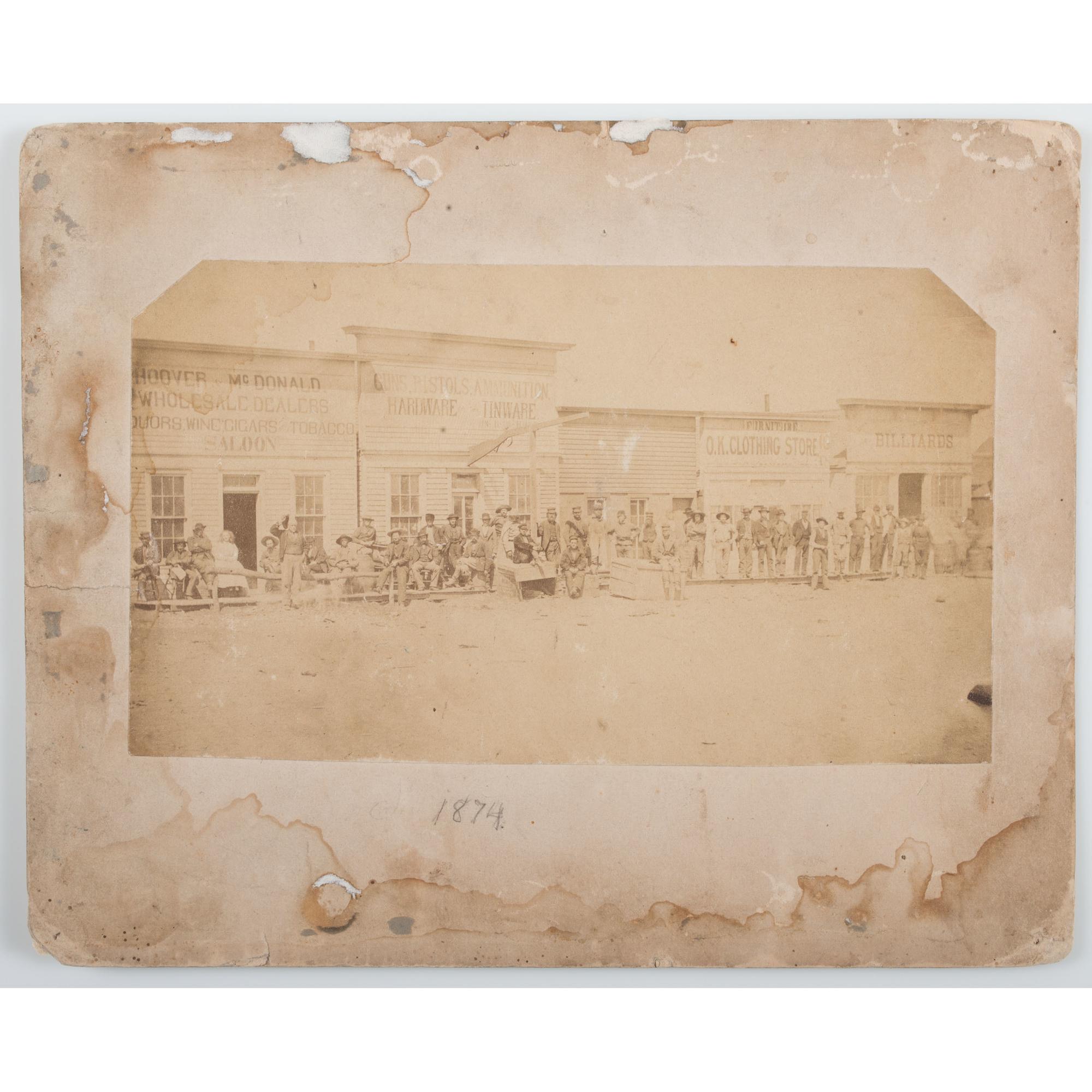 Dodge City, Kansas, Rare Albumen Photograph of Front Street
