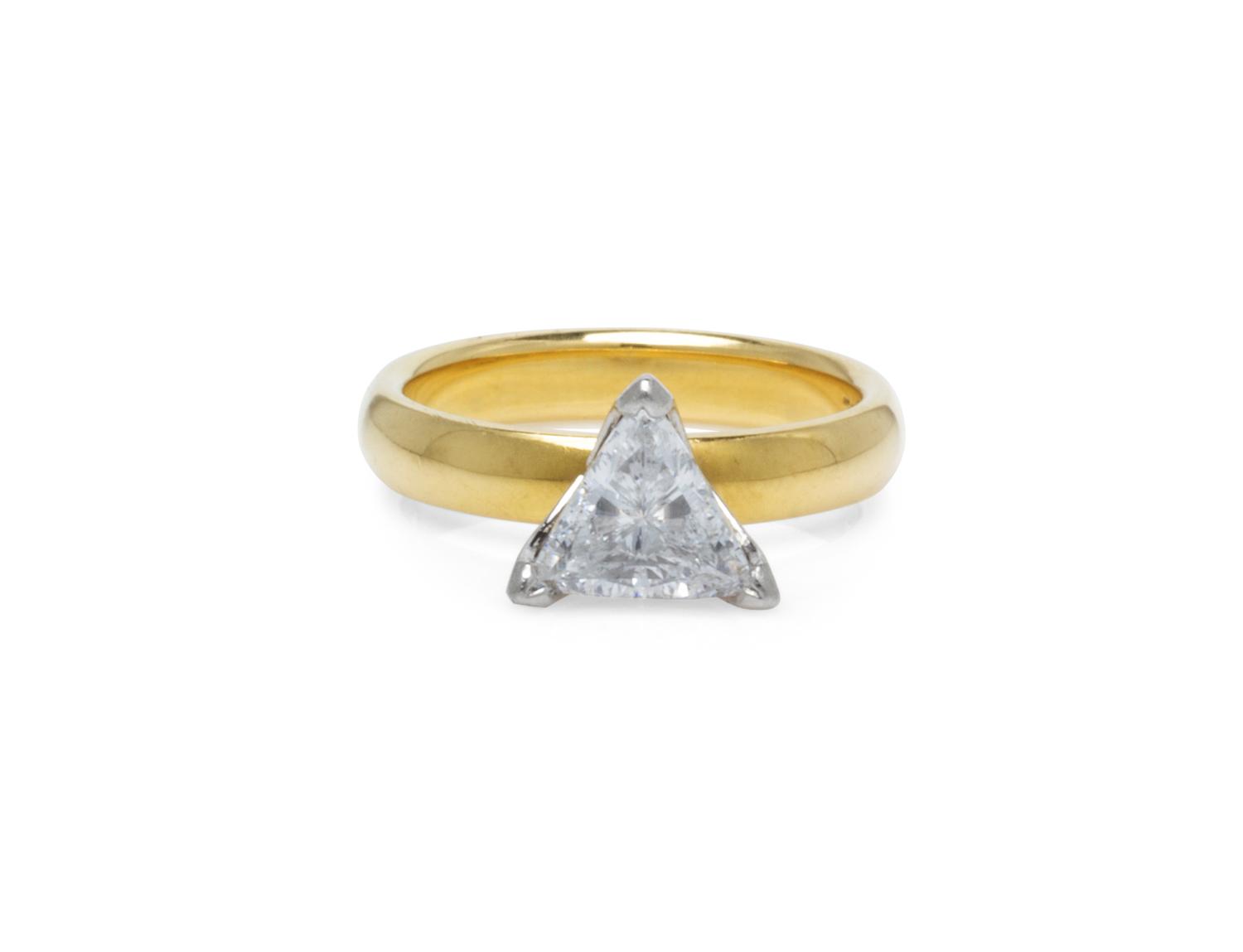 A 18 Karat Yellow Gold, Platinum and Diamond Solitaire Ring, Larter & Sons, 3.80 dwts.