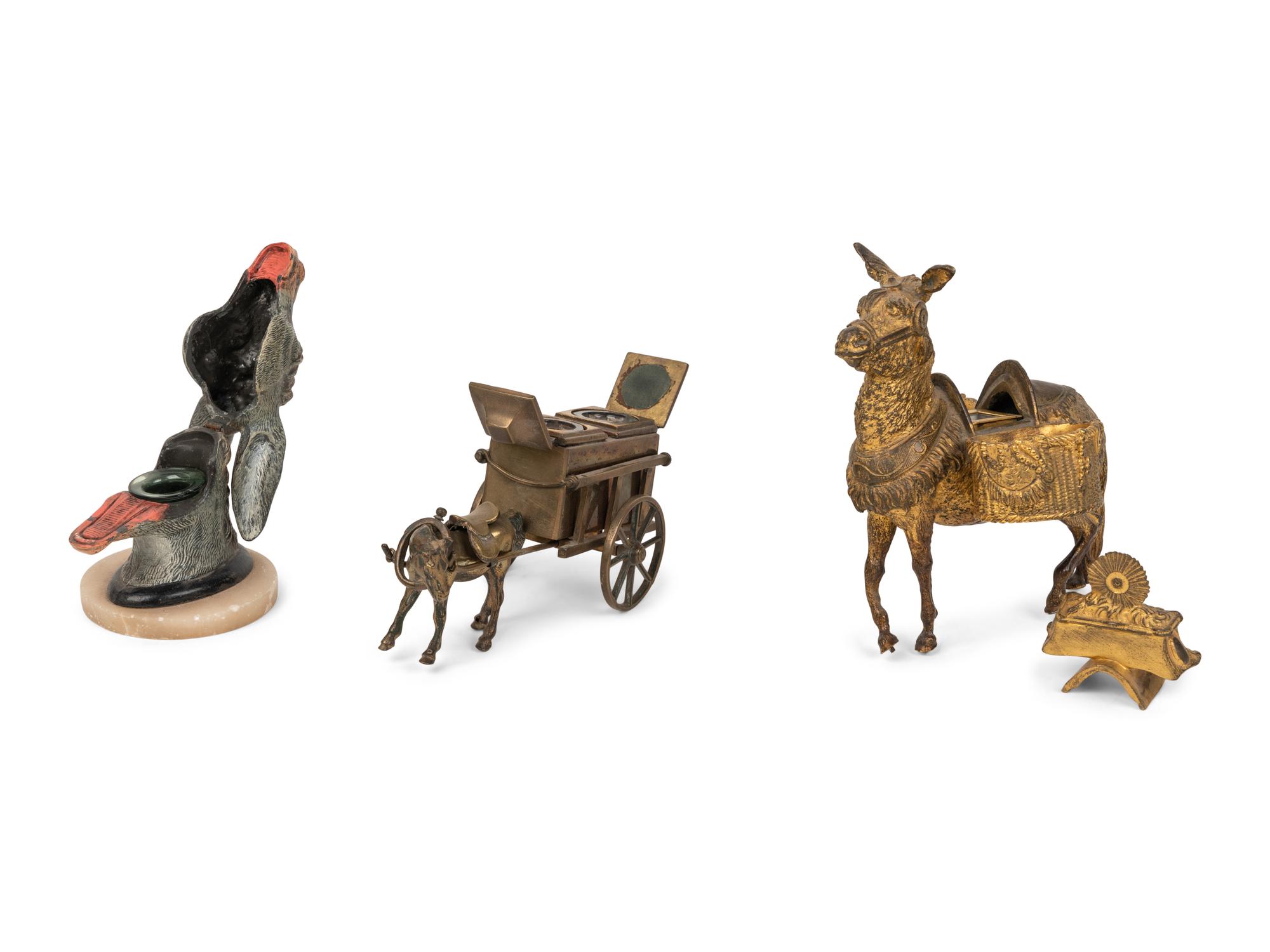 Three Continental Animal-Themed Inkwells
