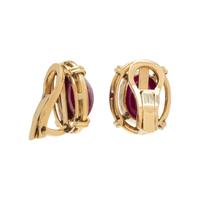 YELLOW GOLD AND RUBY EARCLIPS